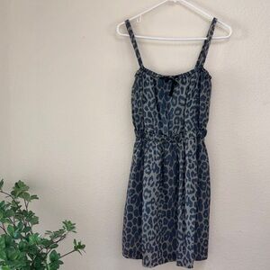 Toga Archives Japanese Blue Gray Leopard Print Sleeveless Dress, Size 1 w/ Liner